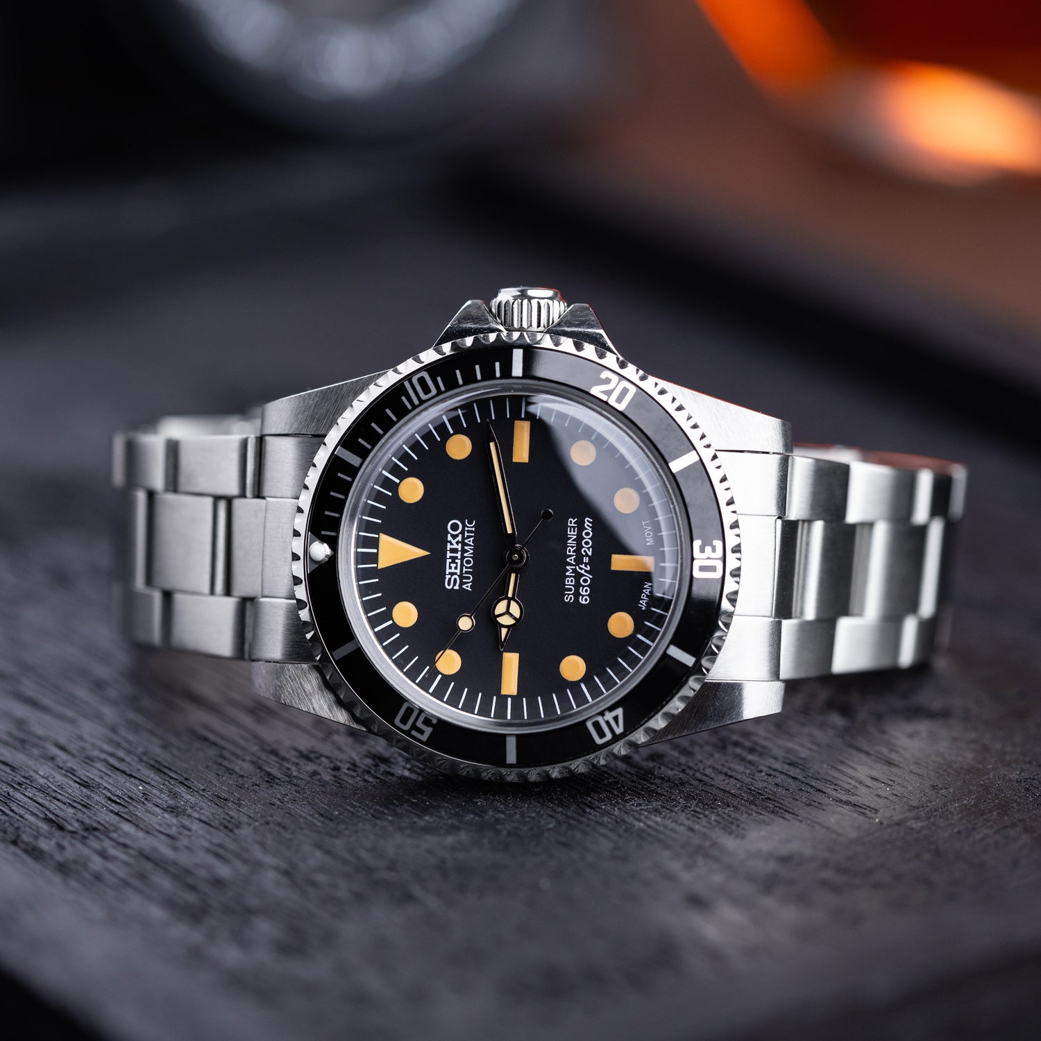 Mod Submariner 5513 Watch with T-Dial in Vintage Style