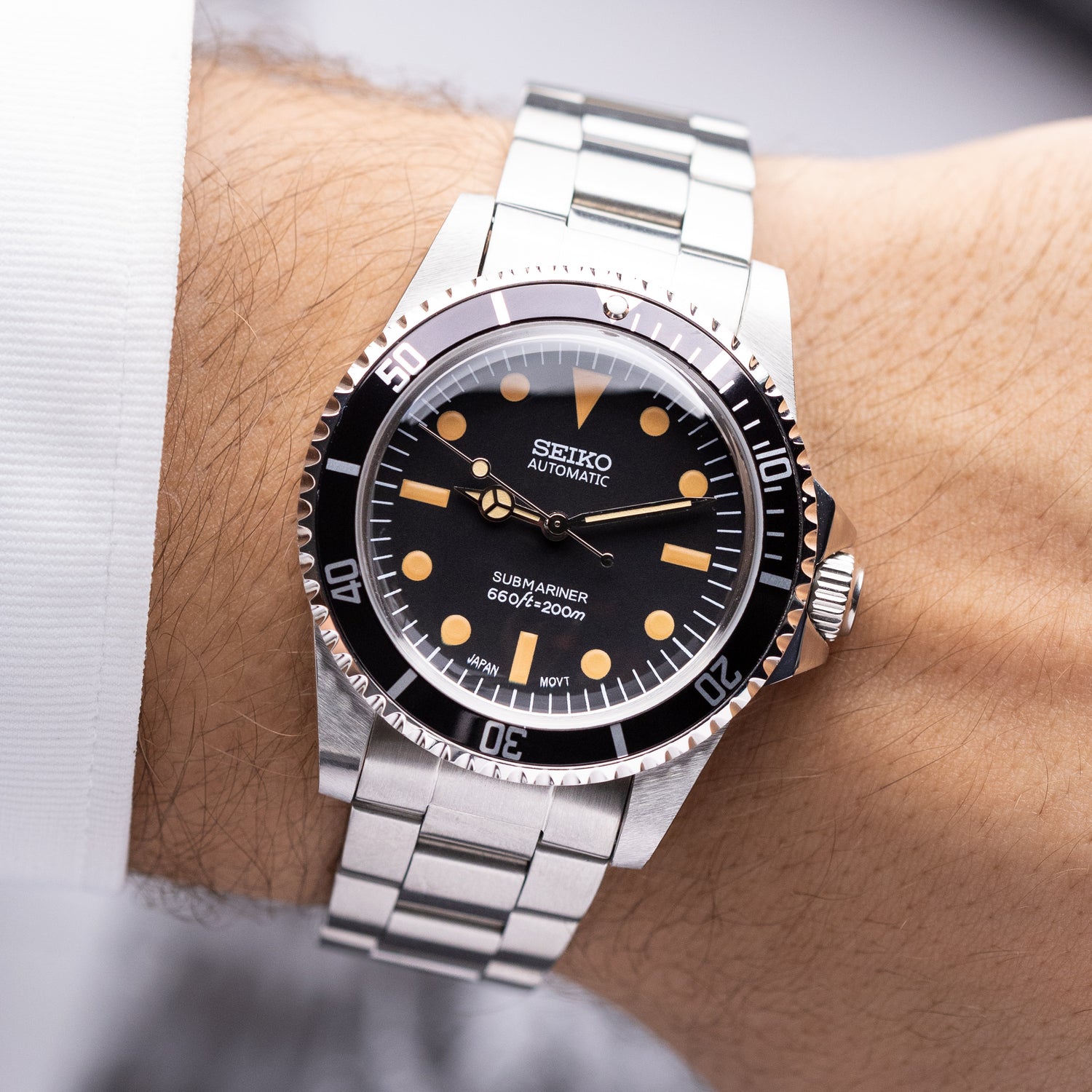 Mod Submariner 5513 Watch with T-Dial in Vintage Style