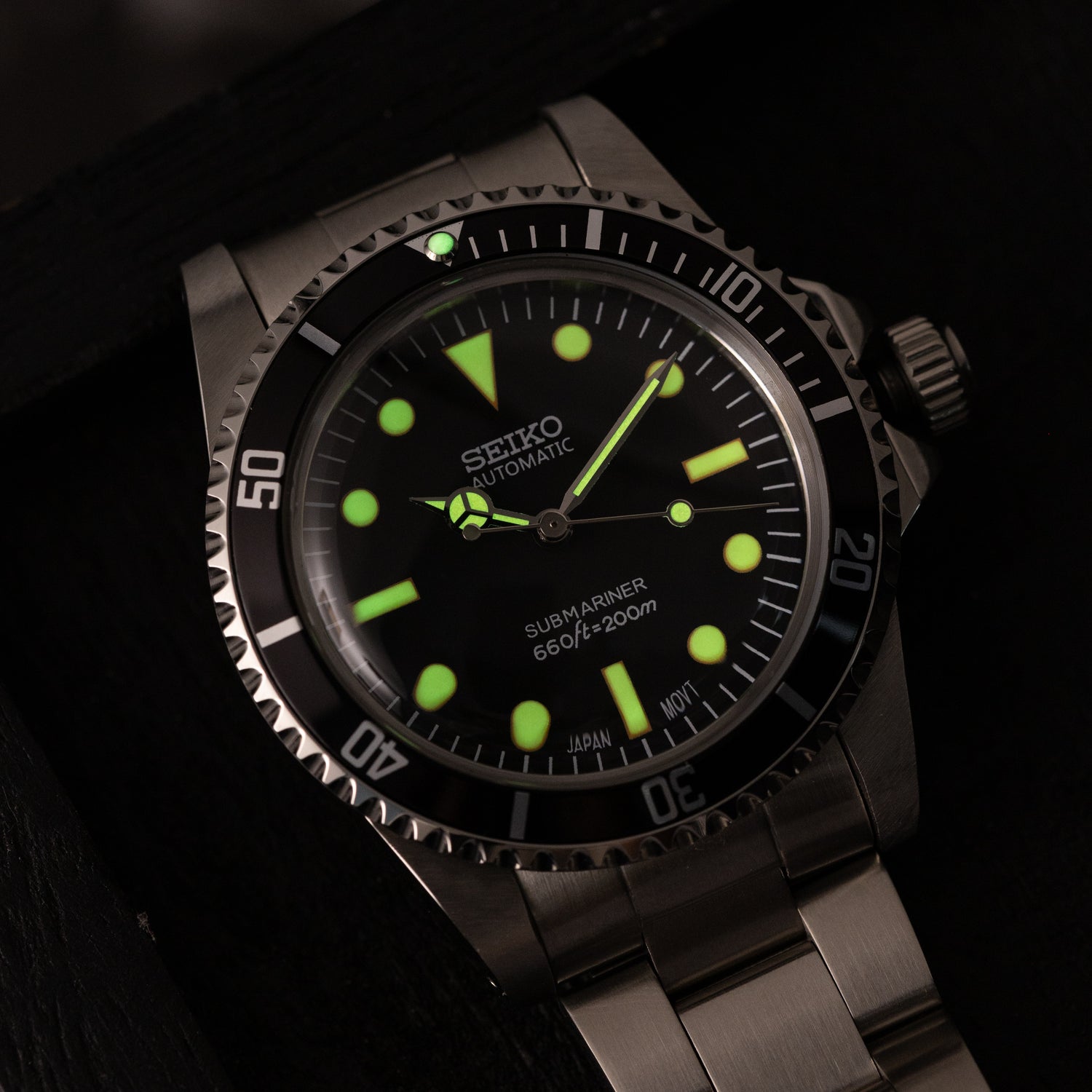 Mod Submariner 5513 Watch with T-Dial in Vintage Style