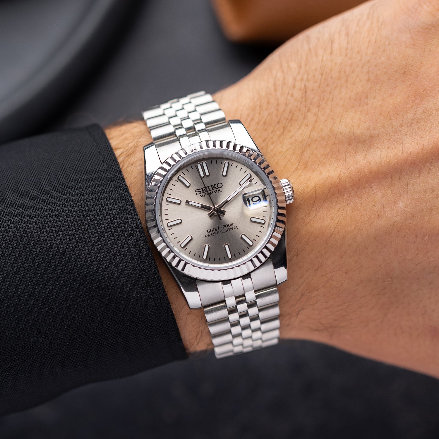 Mod Datejust Watch with Champagne Dial