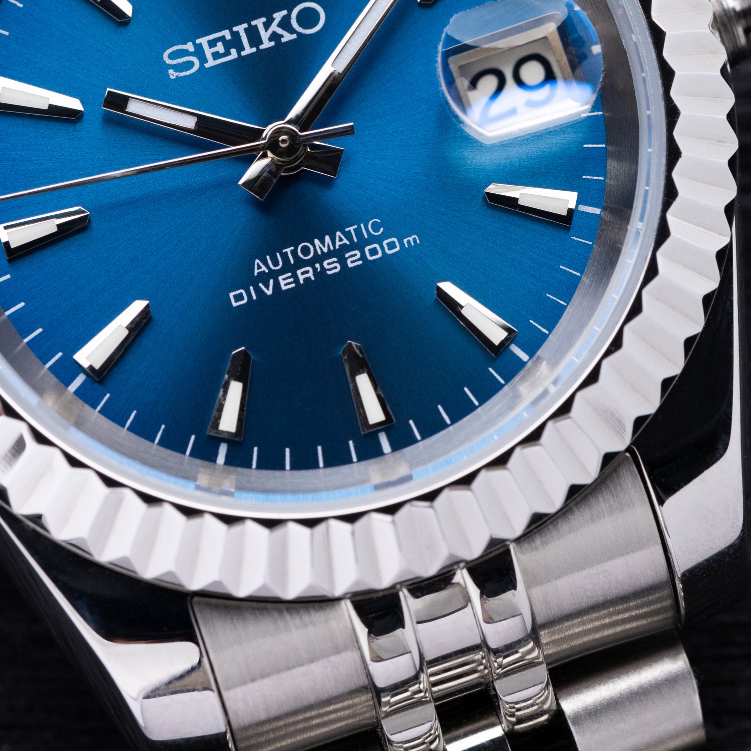 Mod Datejust Watch with Blue Dial