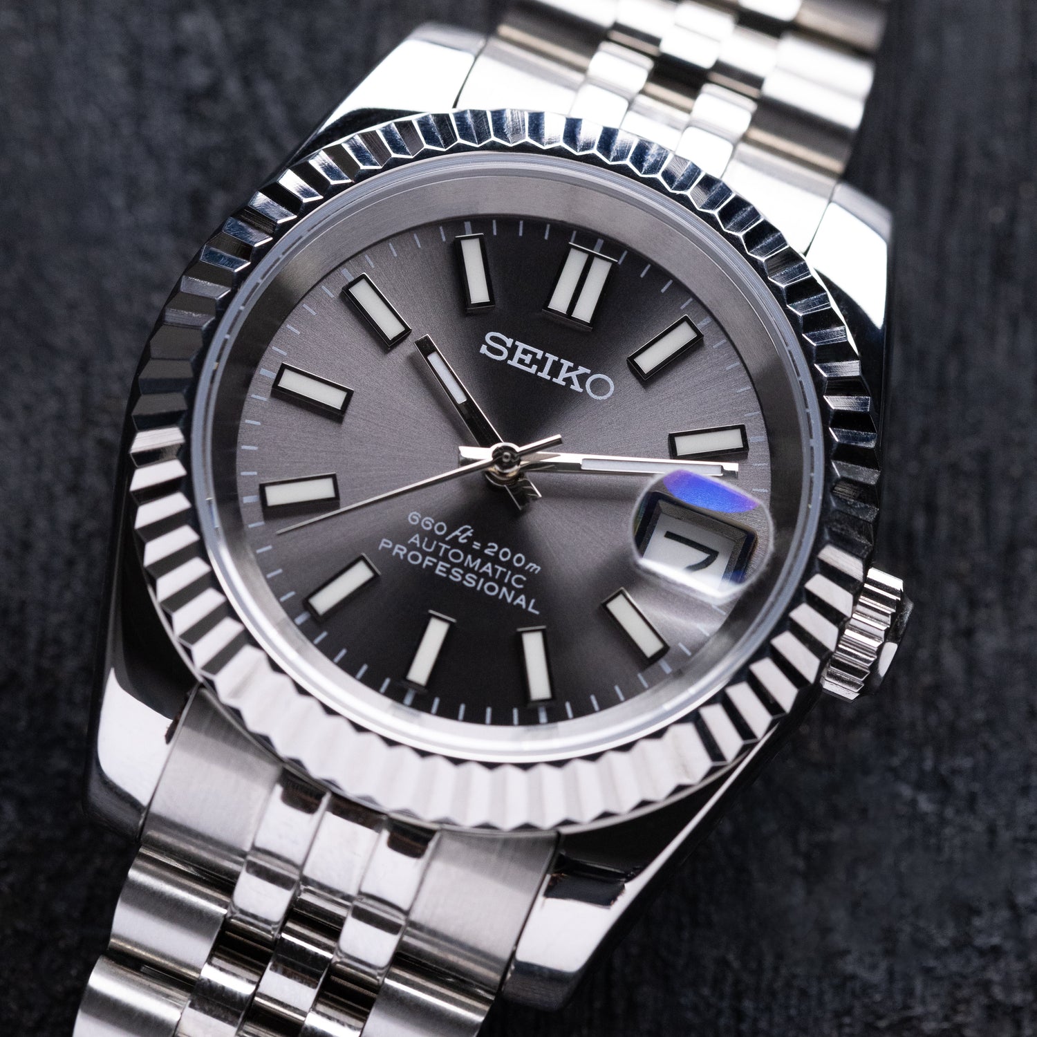 Mod Datejust Watch with Silver Dial