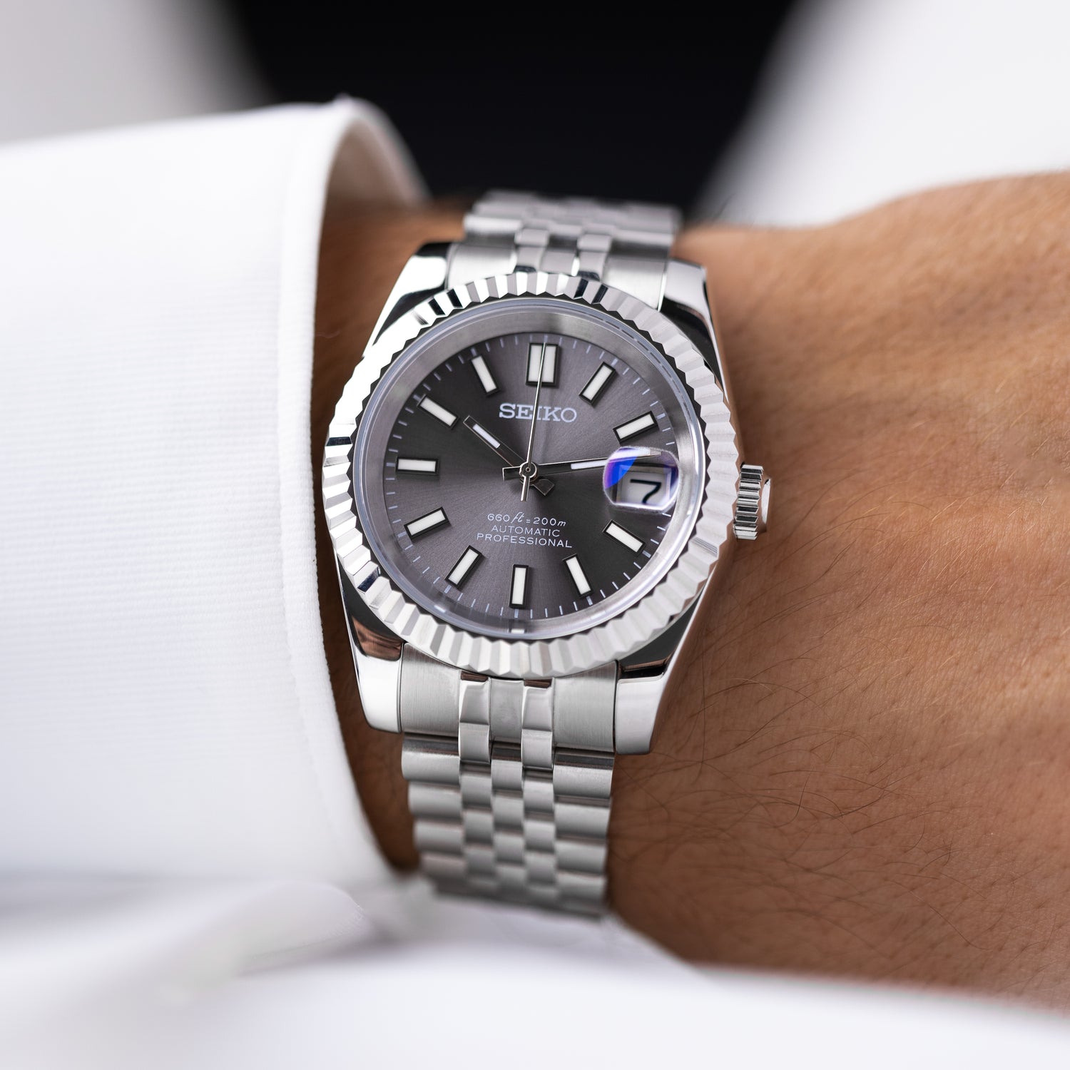 Mod Datejust Watch with Silver Dial