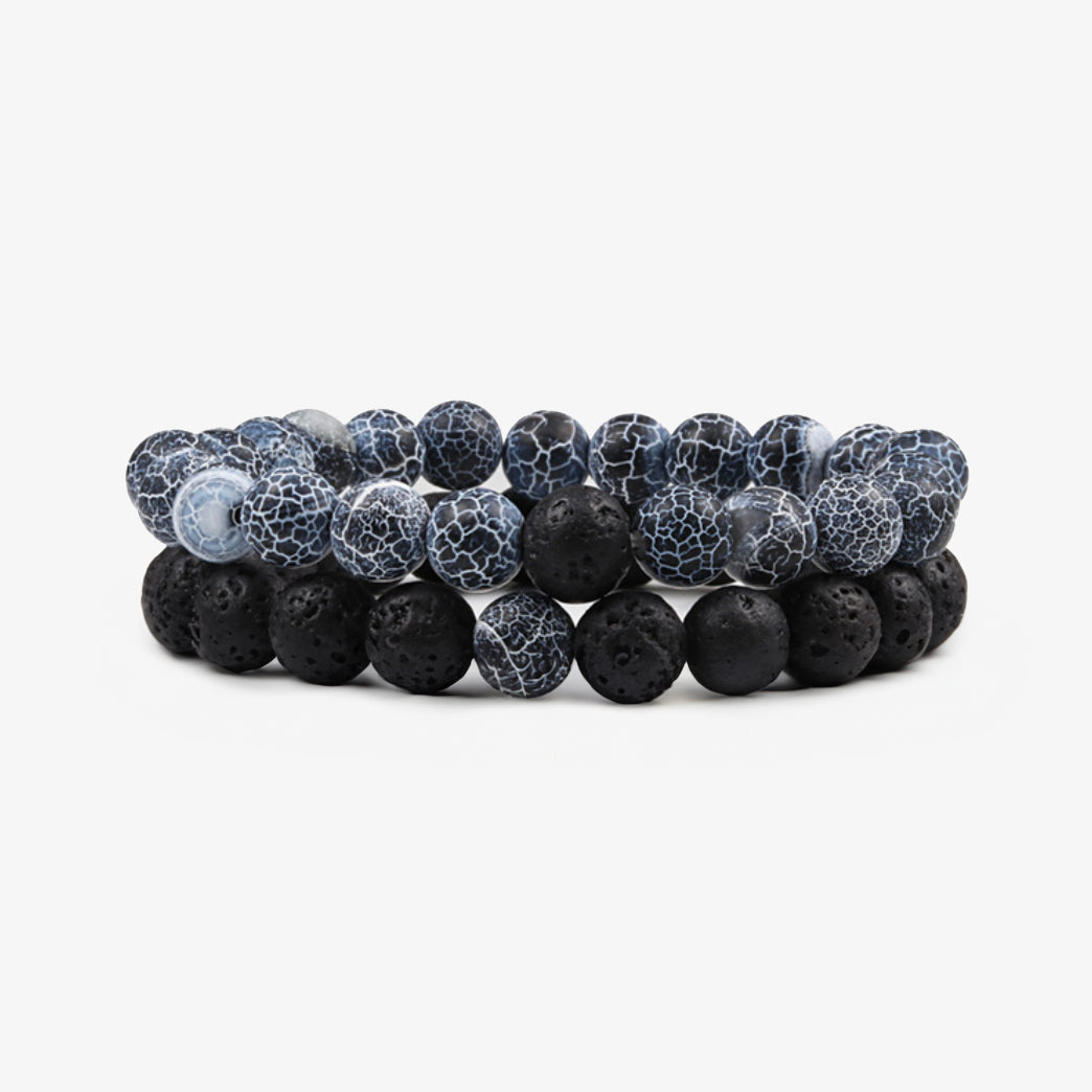 Dark Blue and Black Volcanic Marble Stone Bracelet