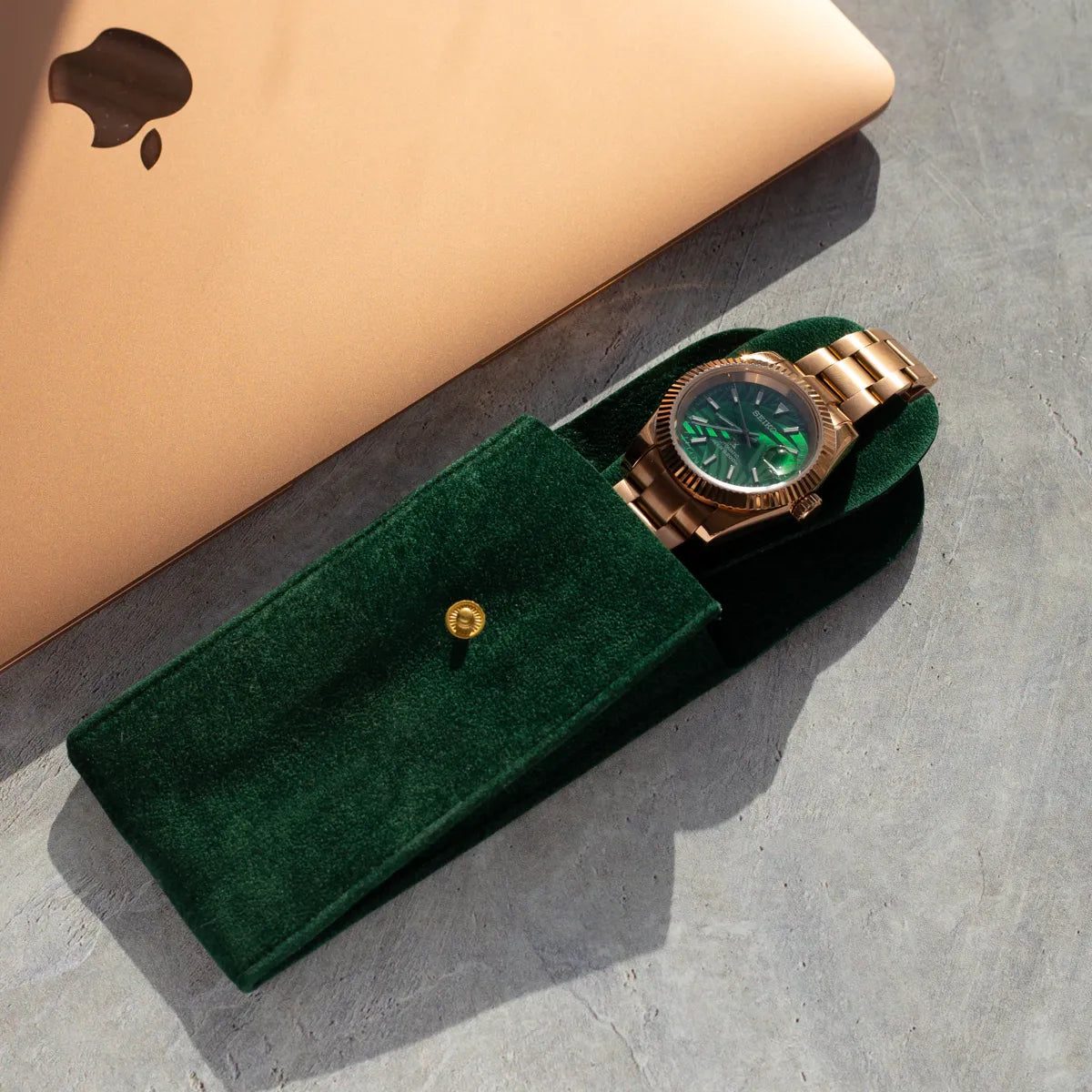 Green Velvet Watch Pouch