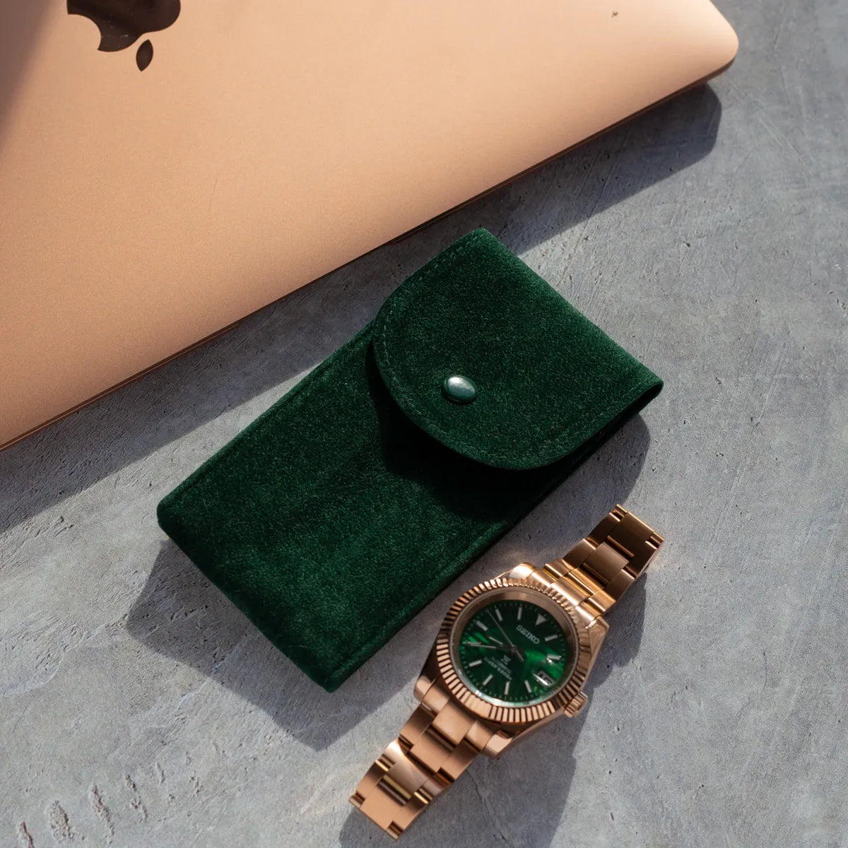 Green Velvet Watch Pouch