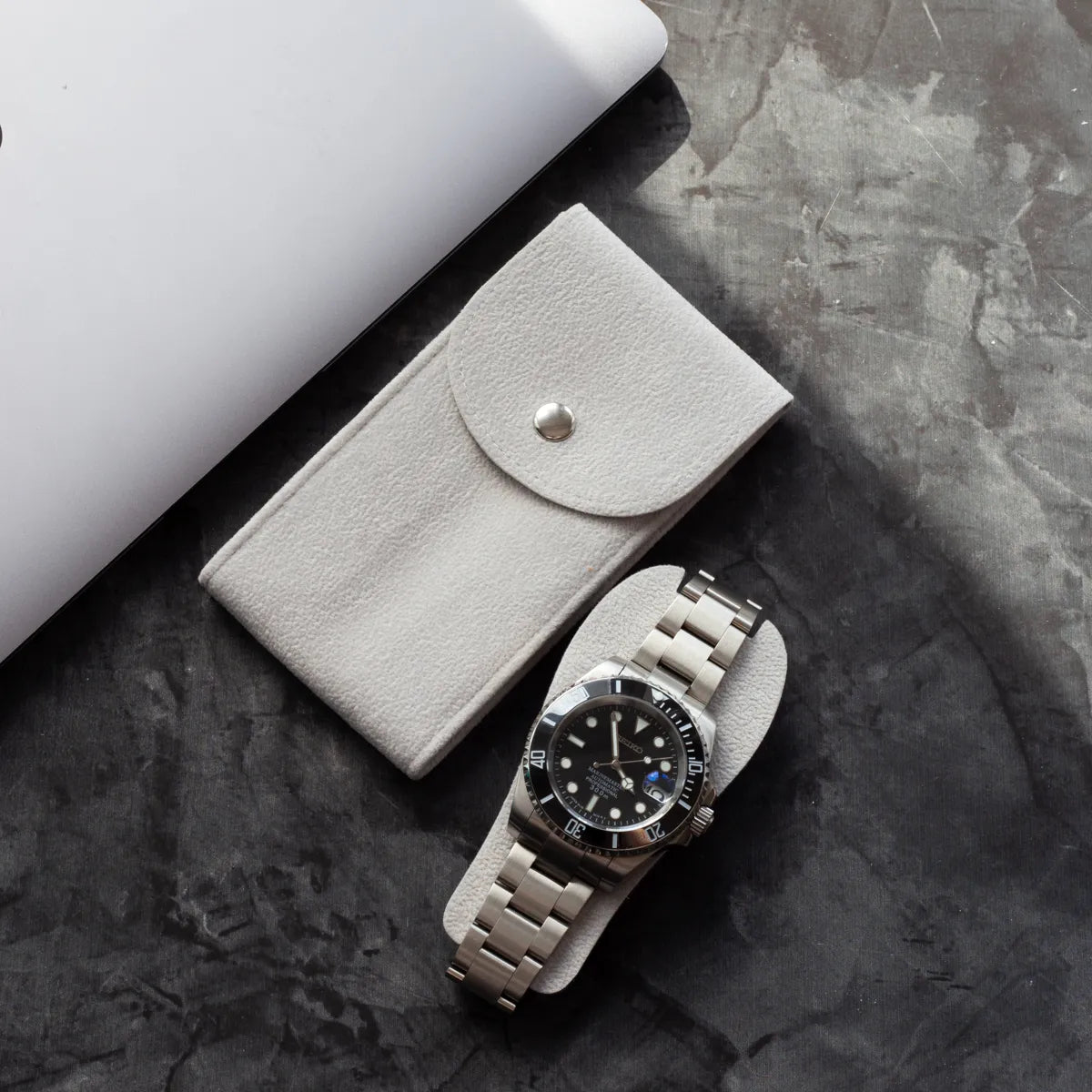 Grey Velvet Watch Pouch