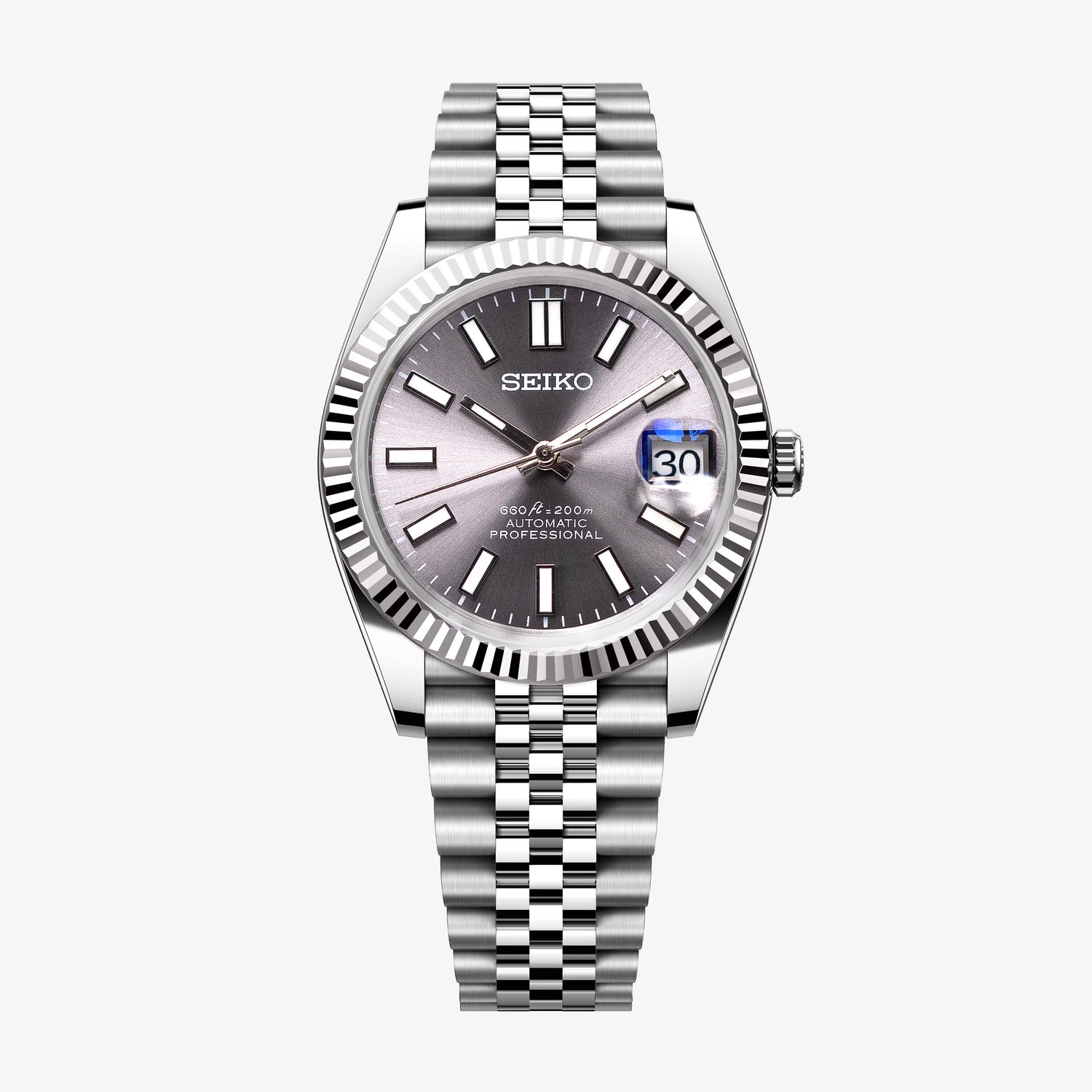 Mod Datejust Watch with Silver Dial