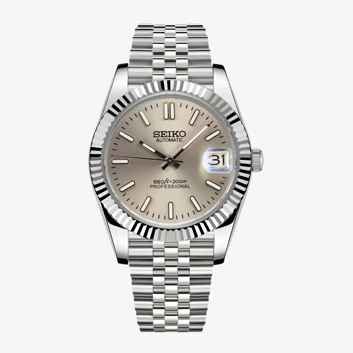 Mod Datejust Watch with Champagne Dial