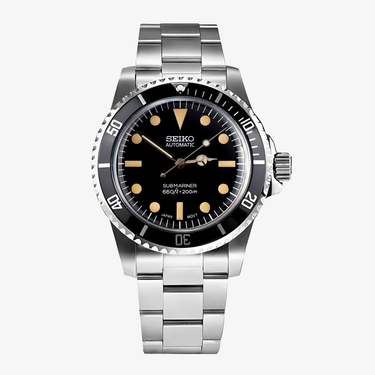 Mod Submariner 5513 Watch with T-Dial in Vintage Style